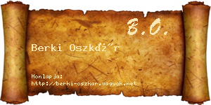 Berki Oszkár névjegykártya
